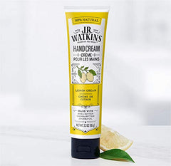 J.R. Watkins Lemon Cream Natural Moisturizing Hand Cream, Hydrating Hand Moisturizer with Shea Butter, Cocoa Butter, and Avocado Oil, USA Made and Cruelty Free, 95 Grams