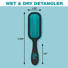 The Knot Dr. for Conair Mini Hair Brush, Wet and Dry Detangler, Removes Knots and Tangles, For All Hair Types, Black/Blue Mini