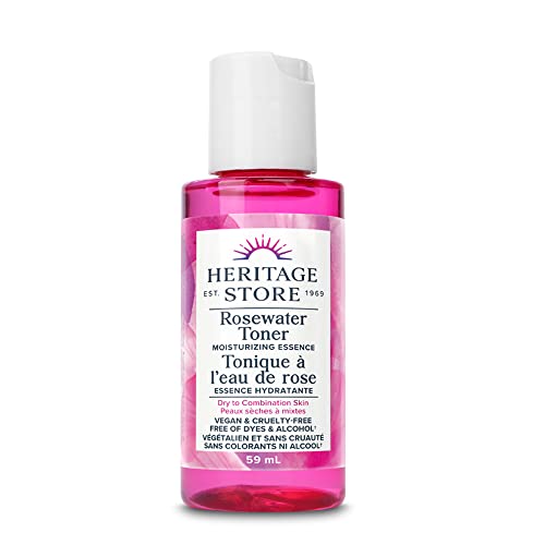 Heritage Store Rosewater Facial Toner | Tones and Refines Pores | Vegan & Cruelty Free | Free of Dyes & Alcohol |59 ml, Clear