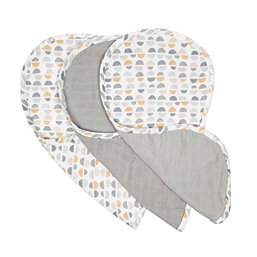 Boppy 100% Cotton Muslin Burp Cloth, Gray Gold Truffles, Coordinating Design, Pack of Three, Soft and Absorbent Burp Cloths with a Curved Shoulder-Stay Shape