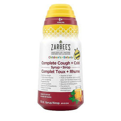 Zarbee's Children's Complete Cough + Cold Syrup, Zinc, Honey, Tumeric, Marshmallow Root, B Vitamins, English Ivy Leaf, 118 mL