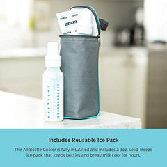 J.L. Childress Breastmilk Cooler & Baby Bottle Bag, Insulated & Leak Proof, Ice Pack Included, Single Bottle, Grey/Teal