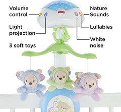 Fisher-Price Baby Crib Toy, 3-in-1 Projection Mobile, Butterfly Dreams Sound Machine with Light Projection for Newborn to Toddler