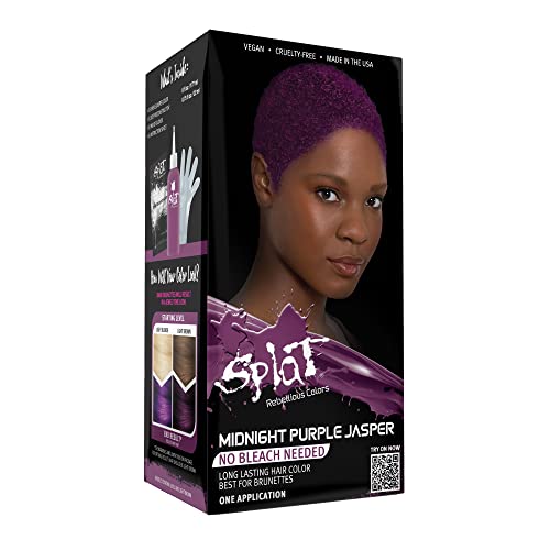 SPLAT Midnight Purple Jasper Semi-Permanent Hair Colouring Kit – 100% Vegan, Bleach-Free