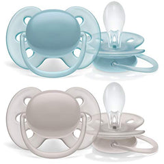 Philips Avent ultrasoft pacifier6-18m, Blue and Grey Colors, 4 pack