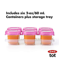 OXO Tot Baby Blocks Freezer Storage Containers, Pink, 2 Ounce