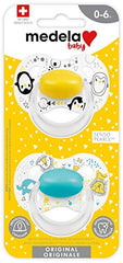 Medela Baby Pacifier | 0-6 Months | BPA-Free, Lightweight & Orthodontic, Baby Pacifiers | 2-Pack | Turquoise Blue and Yellow with Baby Animals