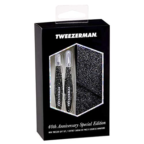 Tweezerman 4244-R 40th Anniversary Mini Slant and Point Tweezer with Case, 1 Count
