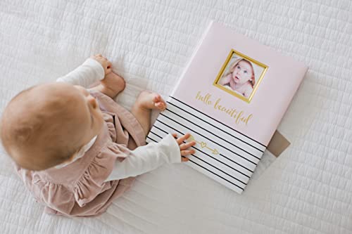 Pearhead Hello Beautiful, First 5 Years Baby Memory Book with Photo Insert, Pink