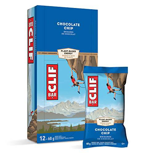 CLIF BAR - Energy Bars - Chocolate Chip - (68 Gram Protein Bars, 12 Count)