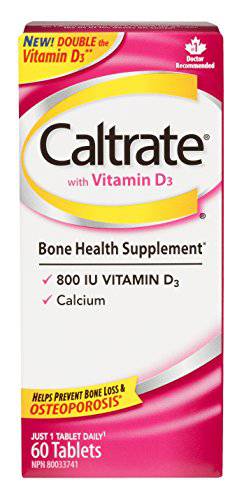 Caltrate with Vitamin D3 (60 Count) 600 mg Calcium, Vitamin D3, Bone Health Supplement