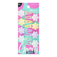 Goody Kids Snap Hair Clips, 8 Multicolour Snap and Go Pack for Kids