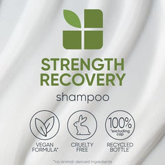 BIOLAGE Shampoo, Strength Recover Shampoo for Damaged Hair, Gently Cleanses and Reduces Breakage, For All Damaged & Sensitized Hair Types, Replaces Keratin Dose & Fiber Strong, Vegan