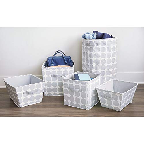 iDesign Dot Fabric Storage Bin, Angled Medium Basket Container with Dual Side Handles for Closet, Bedroom, Toys, Nursery - Gray