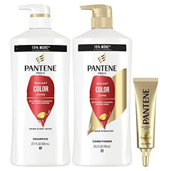 PANTENE PRO-V Radiant Color Shine Shampoo + Conditioner + Rescue Shot, 27.7 oz + 25.1 oz + 0.5 oz