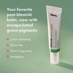 Rescue Balm +Red Correct Post-Blemish Recovery Cream from Hero Cosmetics - Intensive Nourishing and Calming for Dry, Red-Looking Skin After a Blemish - Dermatologist Tested and Vegan-Friendly (0.507 fl. oz)