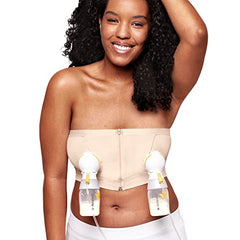 Medela Hands Free Pumping Bustier | Easy Expressing Pumping Bra with Adaptive Stretch for Perfect Fit | Chai Small