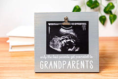 Pearhead Sonogram Photo Frame for Grandparents, Grandma and Grandpa Baby Keepsake Picture Frame, Pregnancy Announcement Accessory, Baby's First Christmas Gifts, Holiday Gift Ideas, Baby Holiday Gifts, Distressed Gray