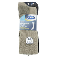 Dr. Scholl's Men's Advanced Relief Blisterguard Socks - 2 & 3 Pair Packs - Non-Binding Cushioned Moisture Management, Khaki, 13-15
