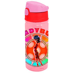 Miraculous Ladybug Flip Top Water Bottle with Handle for Kids, Storage Capacity 500ml, Lightweight, Leak-proof and Portable