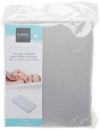 Kushies Baby Contour Change Pad Cover Ultra Soft 100% Cotton Flannel, Made in Canada, Grey Solid