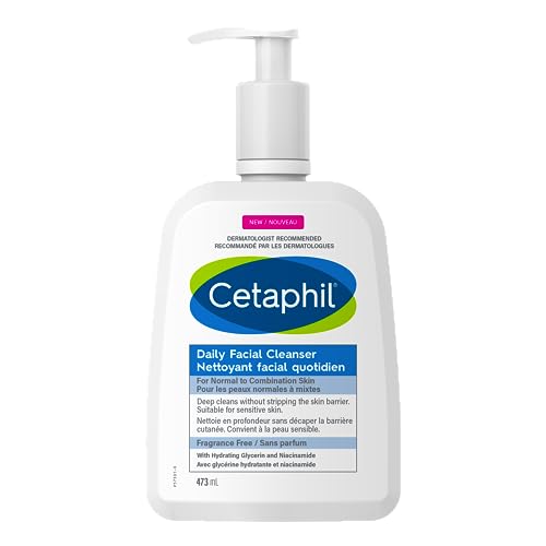 Cetaphil Daily Facial Cleanser Fragrance Free (500ml) - Deep Cleansing Face Wash, Ideal for Normal to Combination to Oily Skin, Dermatologist Tested 