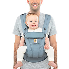 Ergobaby Omni Dream All Carry Positions SoftTouch Cotton Baby Carrier with Enhanced Lumbar Support (7-45 Lb), Slate Blue