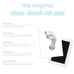 Pearhead Clean-Touch Baby Ink Pad, Medium/Large Ink Pad, Black Ink, No Mess Ink Pad, Baby Safe Keepsake