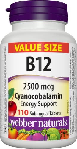 Vitamin B12, Cyanocobalamin, 2500 mcg Cherry Value Size