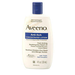 Aveeno Anti-Itch Concentrated Lotion with Calamine and Oat, Skin Protectant for Fast-Acting Itch Relief from Poison Ivy, Insect Bites, Chick Pox, and Allergic Itches, 4 fl. oz