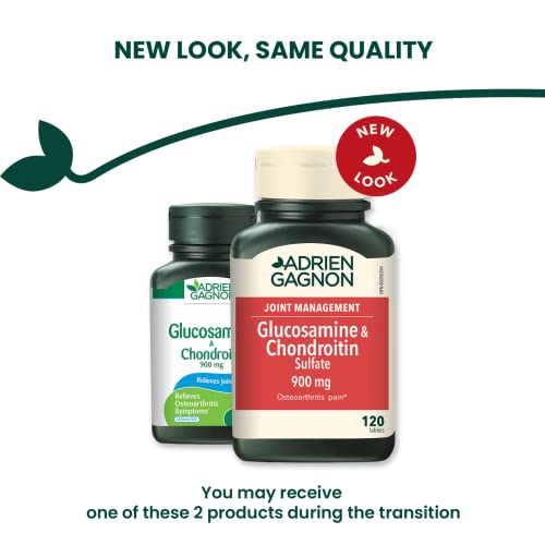 Adrien Gagnon - Glucosamine + chondroïtine pour soulager les douleurs articulaires, 900 mg, 120 comprimés (80 + 40 bonus)