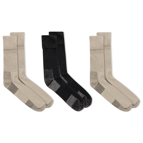 Dr. Scholl's Men's Advanced Relief Blisterguard Socks - 2 & 3 Pair Packs - Non-Binding Cushioned Moisture Management, Khaki, 13-15