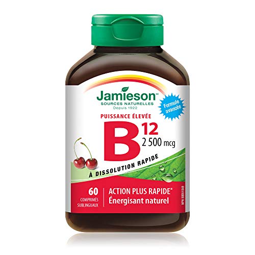 Jamieson Vitamin B12 Methylcobalamin 2,500 mcg High Potency Fast-Dissolving Tablets, 60 Tablets