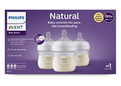 Philips Avent Natural Baby Bottle With Natural Response Nipple, Clear, 4oz, 3 pack, SCY900/03