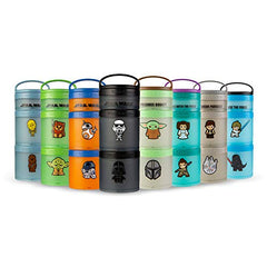 Whiskware Star Wars Polypropylene Stackable Snack Containers for Kids and Toddlers, 3 Stackable Snack Cups for School and Travel, Baby Yoda Grogu and The Mandalorian Helmet