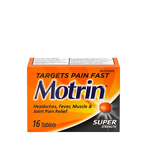 Motrin Super Strength Tablets, Pain Reliever for Menstrual Pain, Back Pain, Ibuprofen 400mg, 16 Tablets, orange