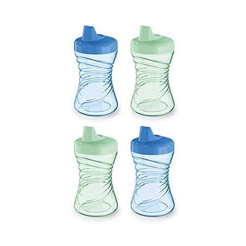 NUK Fun Grips Hard Spout Sippy Cup, 10oz, 4 Pack, Blue/Green