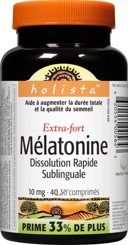 Holista Extra Strength Melatonin 10 mg, Easy Dissolve, 40 Sublingual Tablets, For Sleep Support, Gluten Free, Non-GMO