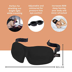 Bucky 40 Blinks Ultralight & Comfortable Contoured, No Pressure Eye Mask for Travel & Sleep, Perfect With Eyelash Extensions - Black Dots