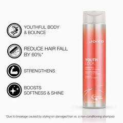 Joico YouthLock Shampoo Formulated with Collagen, For Dry Dull Hair, Reduce Breakage and Frizz, Cleanses Hair, 300mL