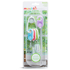 Munchkin Bottle and Cup Cleaning Brush Set with Key Ring, 4 Piece