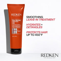 Redken Leave-In Cream, Heat Protection up to 450 Degrees, Protects Against Humidity, For Frizzy & Unmanageable Hair, Instantly Smooths Hair, Sulfate Free, Frizz Dismiss Rebel Tame, 805 fl.oz./250ml