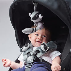 Diono Baby Racoon Character Car Seat Straps & Toy, Shoulder Pads for Baby, Infant, Toddler, 2 Pack Soft Seat Belt Cushion and Stroller Harness Covers Helps Prevent Strap Irritation