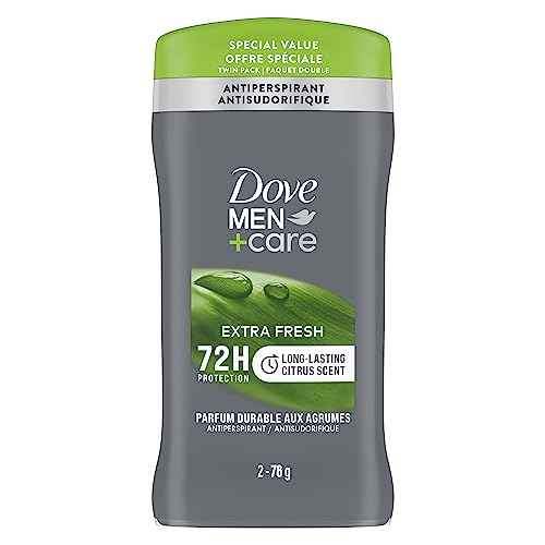 Dove Men+Care Non-Irritant 72H Antiperspirant Deodorant with Vitamin E and 1/4 Moisturizers Extra Fresh 76 g 2 pack