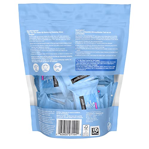 Neutrogena Make-up Remover Cleansing Wipes, Alcohol & fragrance-free, Facial Wipes, 20 Single wrapped wipes