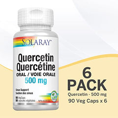 Solaray Quercetin 500mg | Support for Healthy Cells, Heart, Circulatory & Respiratory System | Bioflavonoids, Antioxidants, AMPK Activator | (Pack of 6)