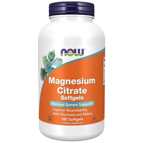 NOW Magnesium Citrate Glycinate Malate Softgels, 134mg, 180 Count