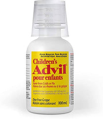 Children's Advil fever from colds or flu dye free pain/fever reliever, 100ml, grape flavour