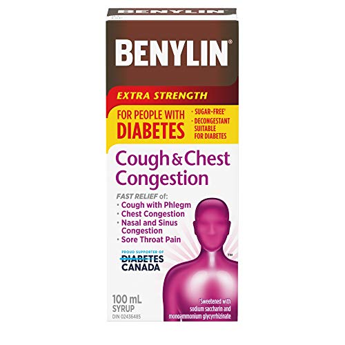 BENYLIN Extra Strength Cough and Chest Congestion Syrup, Suitable for People with Diabetes, Sucrose Free, Relieves Cough and Nasal Congestion, 100mL