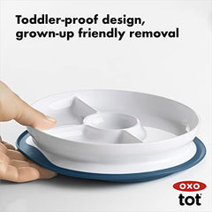 OXO Tot Stick & Stay Divided Plate, Navy, Suction Divided Plate